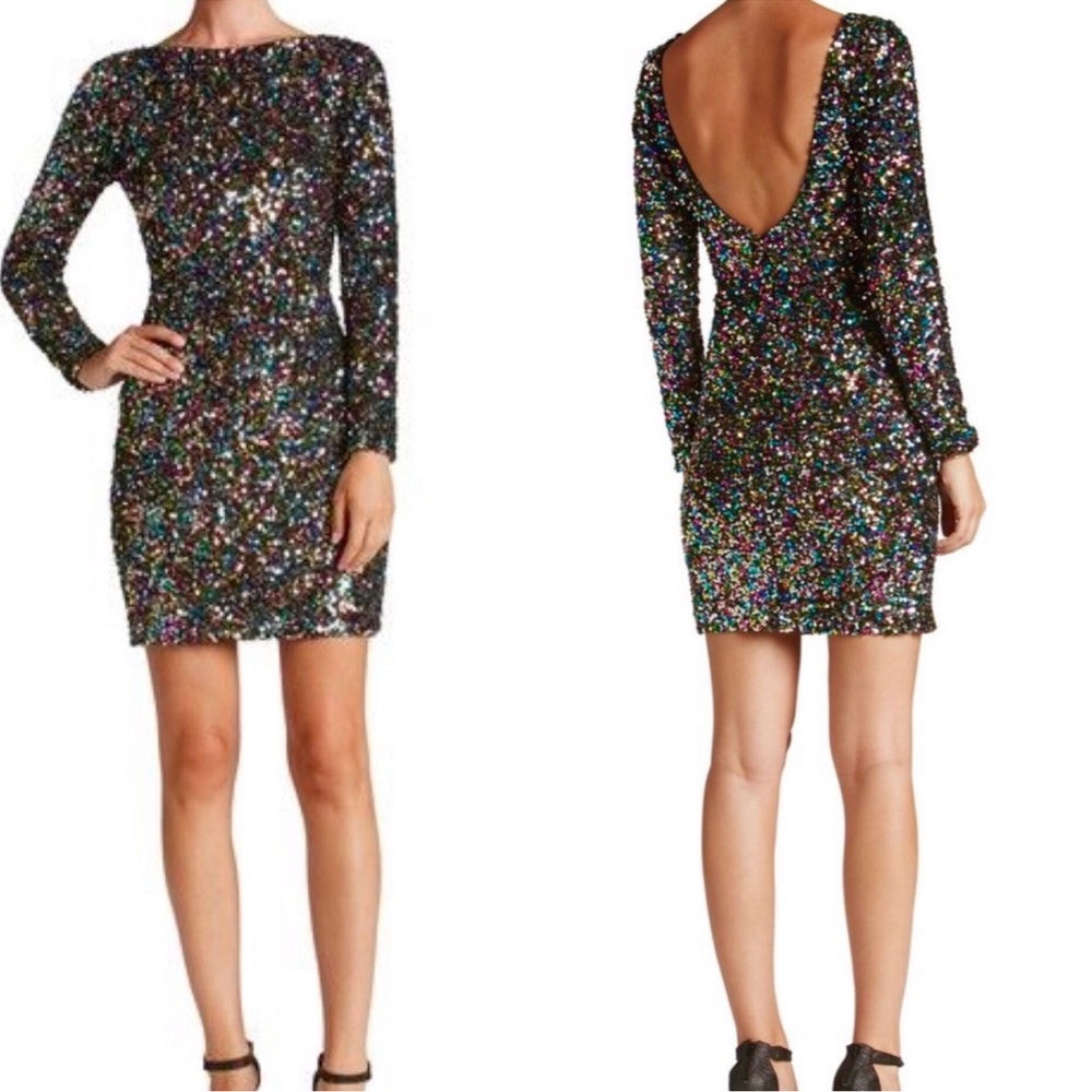 Dress the Population Lola Confetti Sequin Dress Party Glam Evening Cocktail